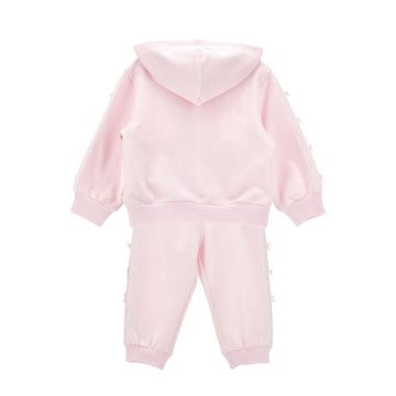 Completo neonato felpa e pantaloni con fiocchi