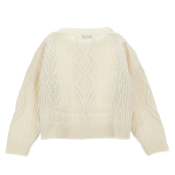 Pullover bimba in maglia irlandese mix lana