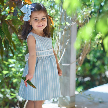 Abito cerimonia bambina a righe Acquamarina