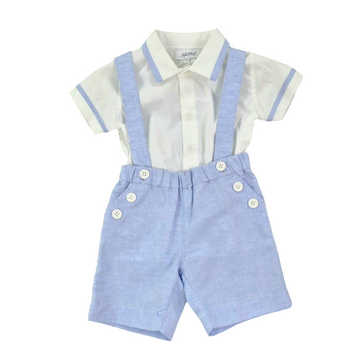 Completo salopette in lino e cotone bimbo Aletta
