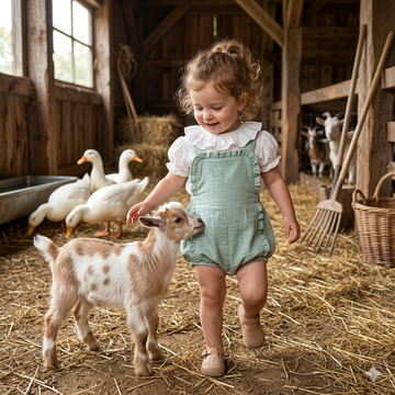 Salopette + body con collo in cotone