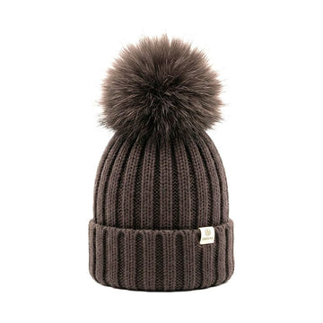 Cappello Bimba lana con pon pon vera pelliccia