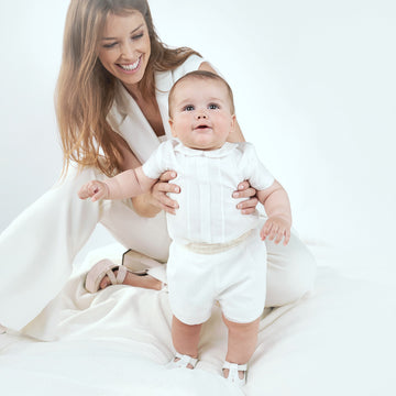 Completo neonato Battesimale manica corta