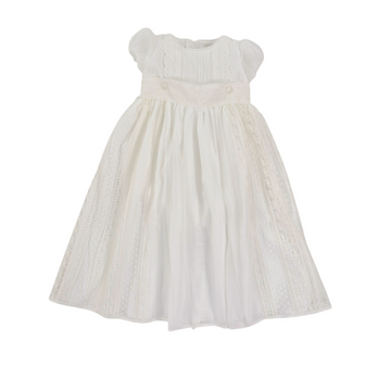 Abito lungo Battesimale organza e pizzo + cuffia