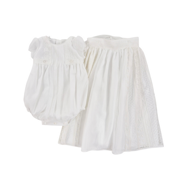 Abito lungo Battesimale organza e pizzo + cuffia