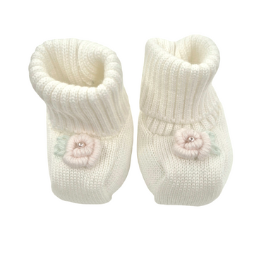 Scarpette in lana con rosa ricamata