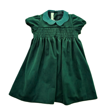 Abito Bimba in velluto raso con punto smock