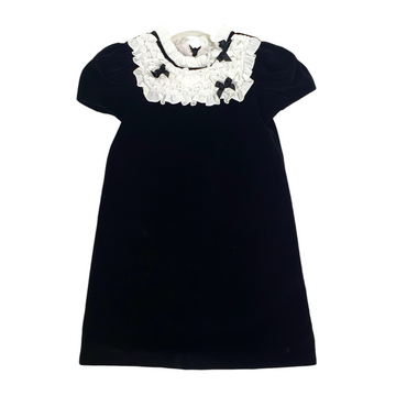 Abito bimba in velluto raso con minirouches