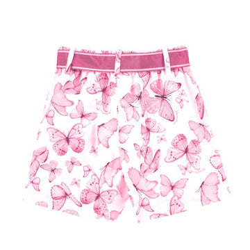Shorts in raso di cotone stampa farfalle