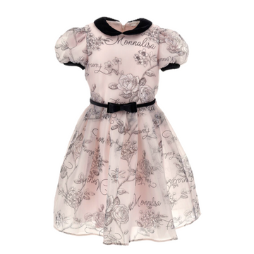 Abito Bimba Monnalisa in organza botanic chic