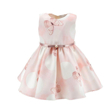 Abito bambina mikado stampa farfalle e pois