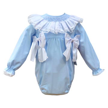 Pagliaccetto colletto tondo con punto smock