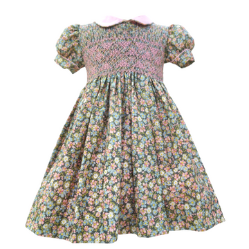 Abito bimba provenzale ricamo punto smock