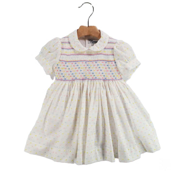 Abito bimba punto smock in plumetis