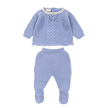 Completo neonato con treccia e fiocco