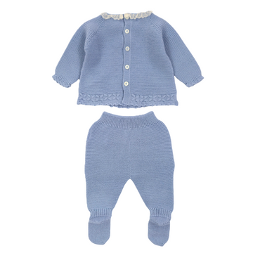 Completo neonato con treccia e fiocco