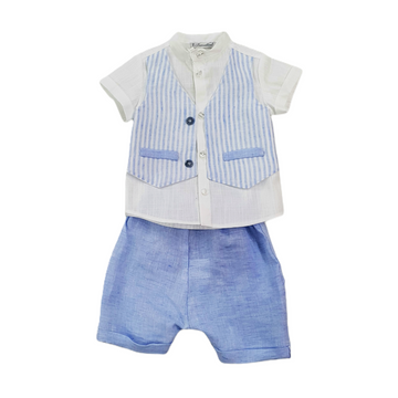 Completo cerimonia neonato lino e cotone Barcellino