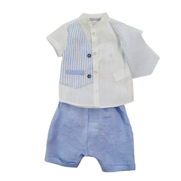 Completo cerimonia neonato lino e cotone Barcellino