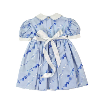 Abito neonata in cotone e ricamo punto smock