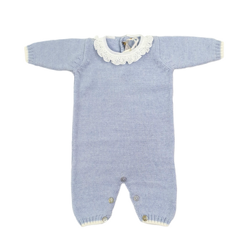 Tutina celeste lana collo rouches