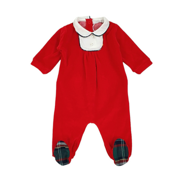 Tutina in ciniglia e profili tartan Coccodè