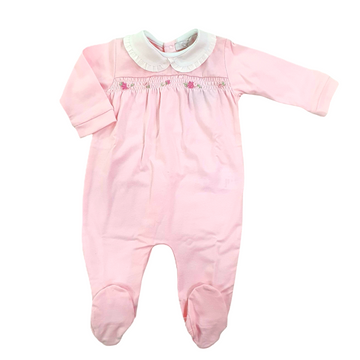 Tutina in cotone con ricamo roselline