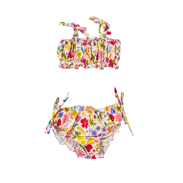 Bikini bimba in cotone stampa fiori