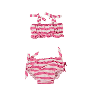 Bikini bimba in cotone stampato a riga
