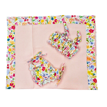 Telo mare nido d'ape stampa fiori