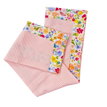 Telo mare nido d'ape stampa fiori