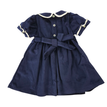 Abito Bimba in velluto ricamo punto smock