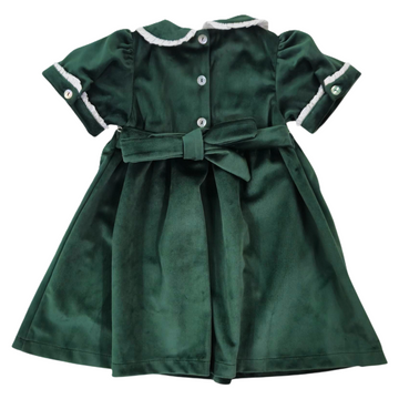 Abito Bimba in velluto ricamo punto smock