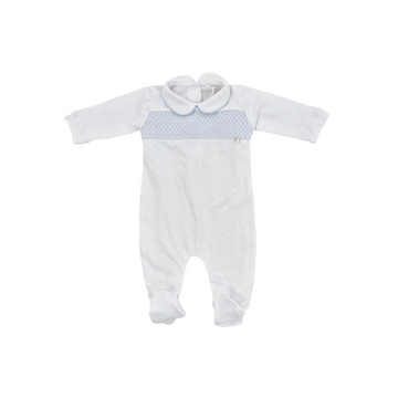 Tutina neonato in jersey con ricamo punto smock