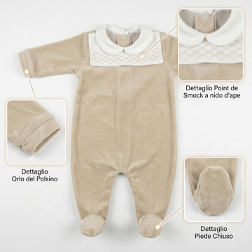 Tutina neonati con colletto punto smock