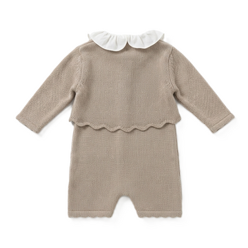 Completo salopette + body + cardigan lana