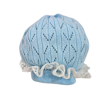 Cappellino in filo cotone con merletto