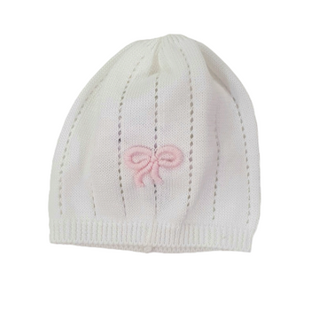 Cappellino filo ricamo fiocchetto Bebè di Almy