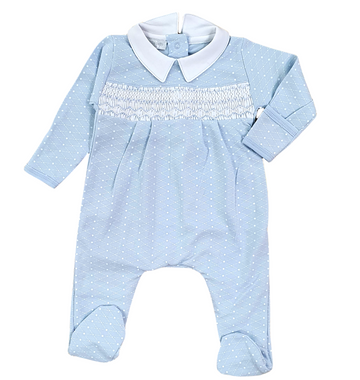 Tutina in cotone con punto smock neonato