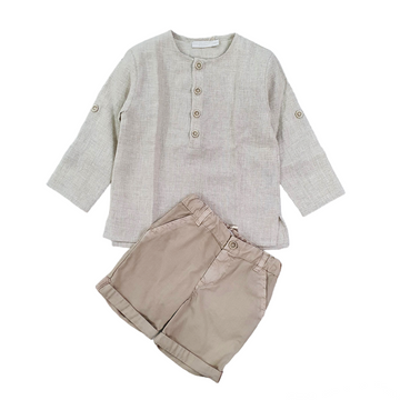 T-shirt serafina bimbo in puro lino quadratini