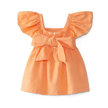 Abito bambina misto lino con volant