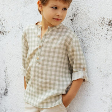 T-shirt serafina a quadretti Laranjinha