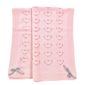 Copertina in pura lana merino cuori "Le Dodò"