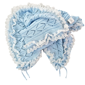 Copertina in filo cotone con pizzo