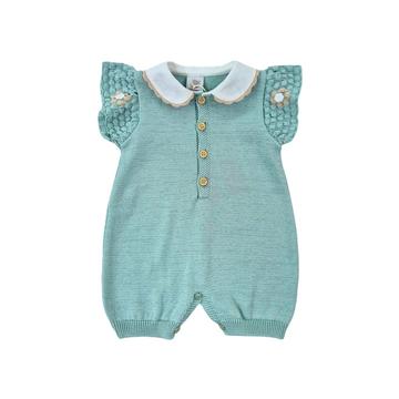 Pagliaccetto in filo cotone con ricamo fiore