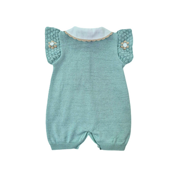 Pagliaccetto in filo cotone con ricamo fiore