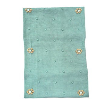 Copertina in filo cotone con ricamo fiori