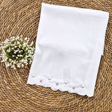 Set lenzuolino con ricamo roselline
