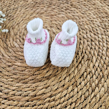 Scarpette filo cotone con ricamo roselline