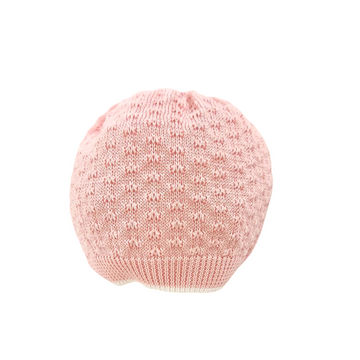 Cappellino neonata in filo cotone rosacipria