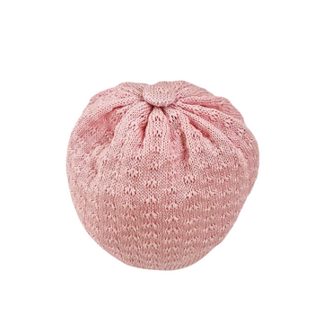 Cappellino neonata in filo cotone rosacipria